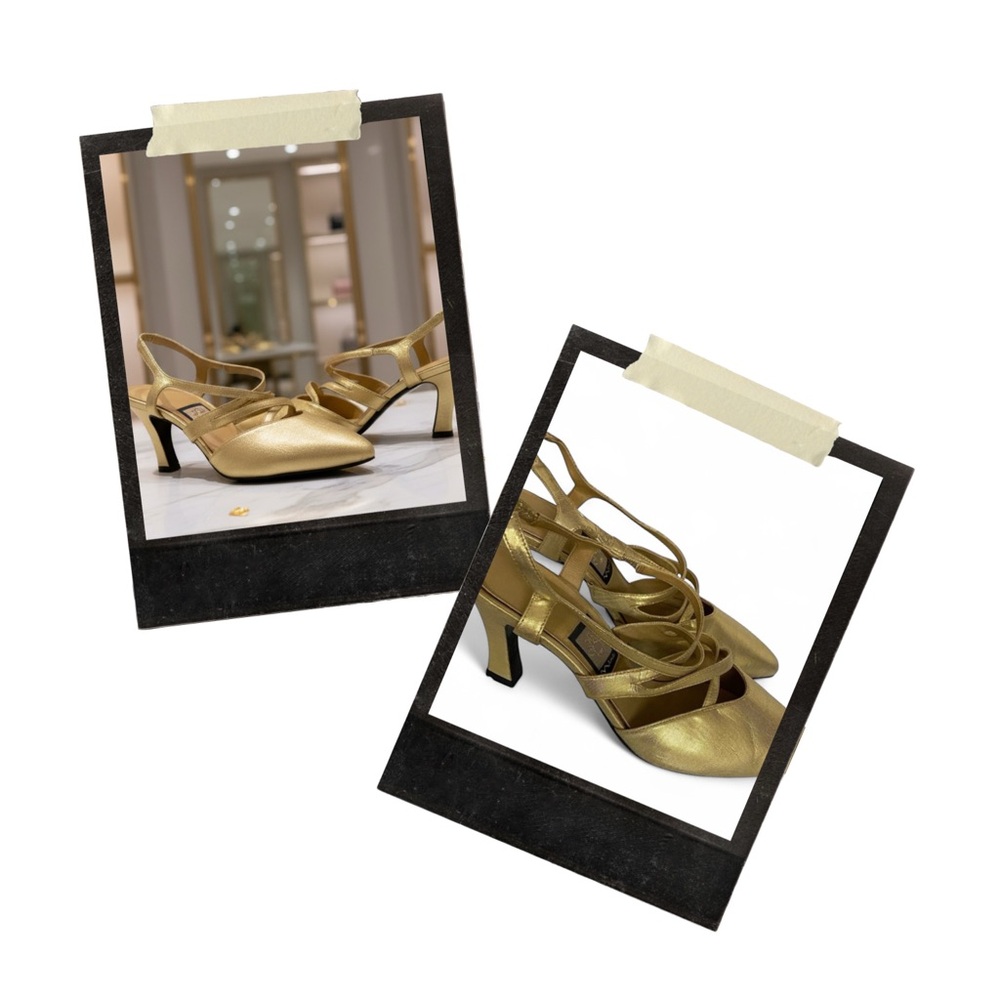 Nina 3" Metallic Gold Lame /Metallic Heels in Women’s Size 8.5 Holiday/Wedding